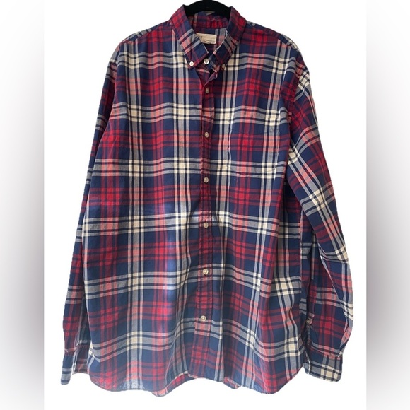 GAP Men’s Plaid Button Down Red Blue Plaid Size XL preppy, workwear, classic - Picture 1 of 6